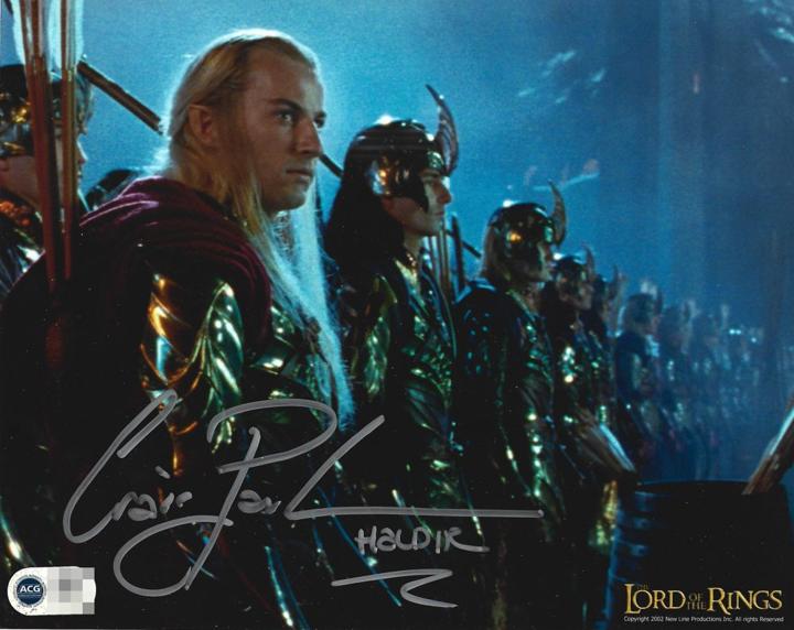 Craig Parker &mdash; The Lord of the Rings (Haldir) &mdash; signed 8&times;10 photo, inscribed "Haldir" &mdash; ACG COA